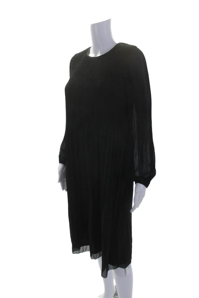 Wilfred Womens Accordion PleatLong Sleeves Mid Calf Dress Black Size Extra Small