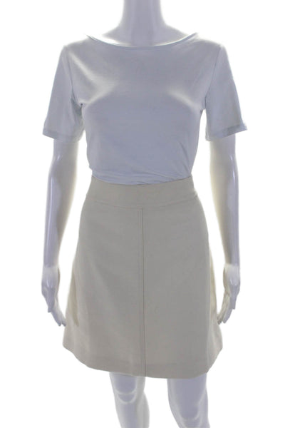 J Crew Womens Back Zipper Knee Length A Line Skirt Winter White Wool Size 12