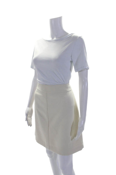 J Crew Womens Back Zipper Knee Length A Line Skirt Winter White Wool Size 12