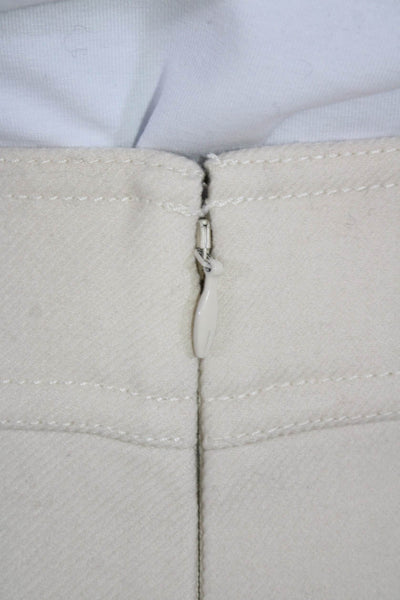 J Crew Womens Back Zipper Knee Length A Line Skirt Winter White Wool Size 12