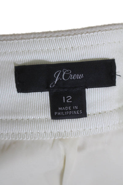 J Crew Womens Back Zipper Knee Length A Line Skirt Winter White Wool Size 12