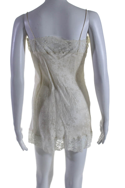Shu Ba By Holly Leuders Womens Lace Trim Silk Robe Sleep Dress Set White Small