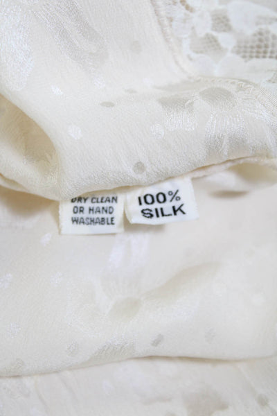 Shu Ba By Holly Leuders Womens Lace Trim Silk Robe Sleep Dress Set White Small