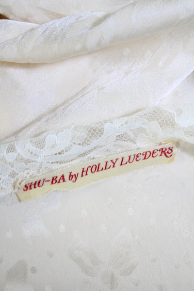 Shu Ba By Holly Leuders Womens Lace Trim Silk Robe Sleep Dress Set White Small