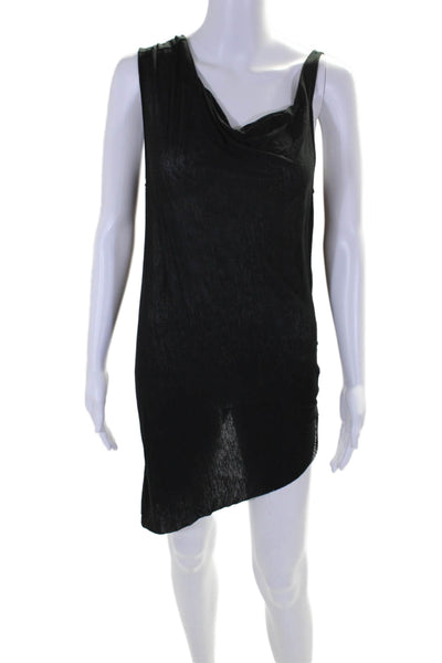 Helmut Lang Womens Draped Open Back Scoop Neck Mini Dress Black Size Medium