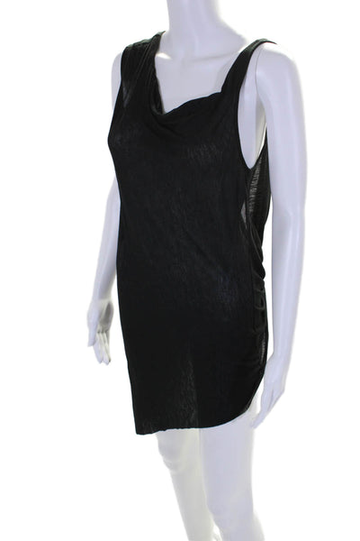 Helmut Lang Womens Draped Open Back Scoop Neck Mini Dress Black Size Medium