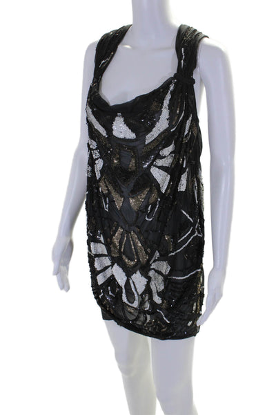 AllSaints Co Ltd Spitalfields Womens Silk Sequin Gabriel Dress Black Size 8