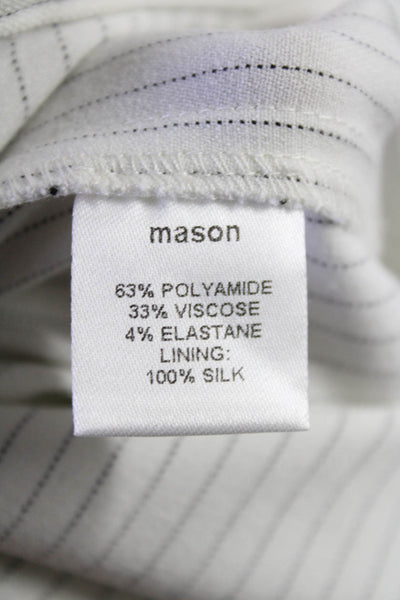 Mason Womens Zipper Fly Mid Rise Straight Leg Striped Pants White Black Size 0