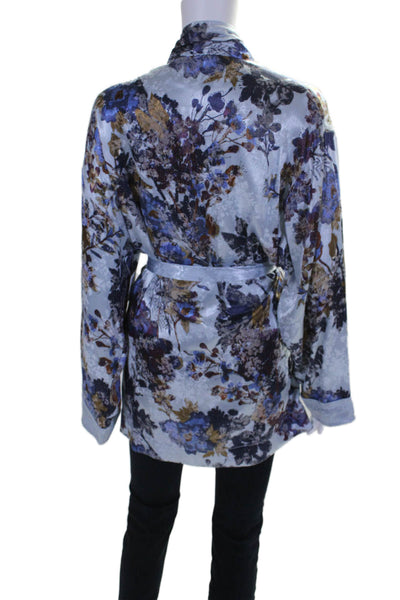 Intimately Free People Womens Long Sleeve Floral Kimono Blue Multi Size Medium