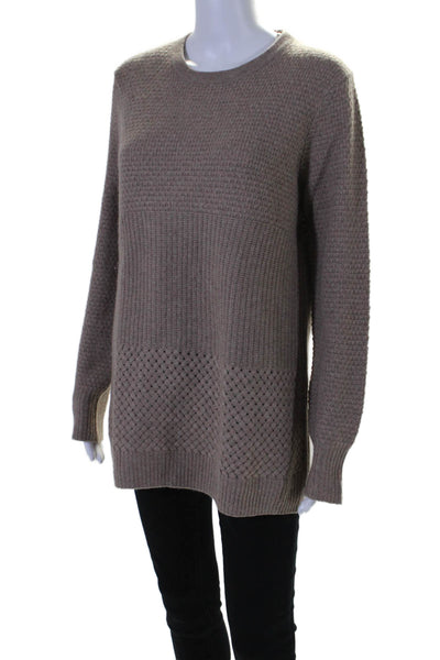 Equipment Femme Womens Wool Blend Round Neck Pullover Sweater Top Taupe Size S