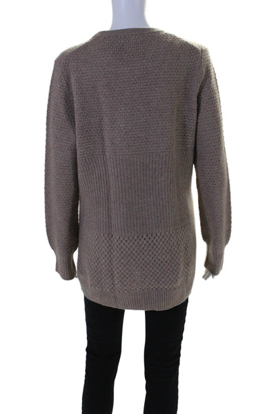 Equipment Femme Womens Wool Blend Round Neck Pullover Sweater Top Taupe Size S