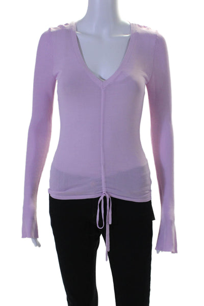 Nicholas Womens V-Neck Long Sleeve Pullover Knit Blouse Top Pink Size S