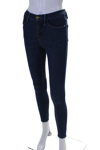 Frame Womens Cotton Blend Five Pocket High-Rise Skinny Jeans Black Size 25