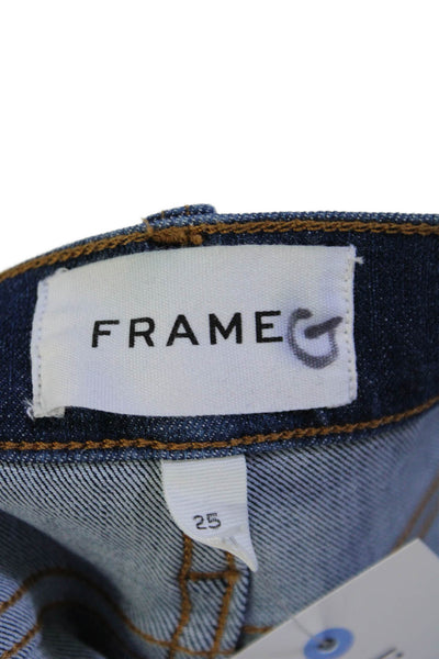 Frame Womens Cotton Blend Five Pocket High-Rise Skinny Jeans Black Size 25