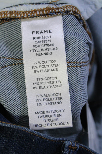 Frame Womens Cotton Blend Five Pocket High-Rise Skinny Jeans Black Size 25