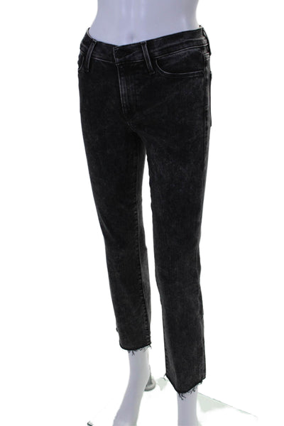 Frame Womens Cotton Blend 5 Pocket High-Rise Straight Leg Jeans Black Size 25