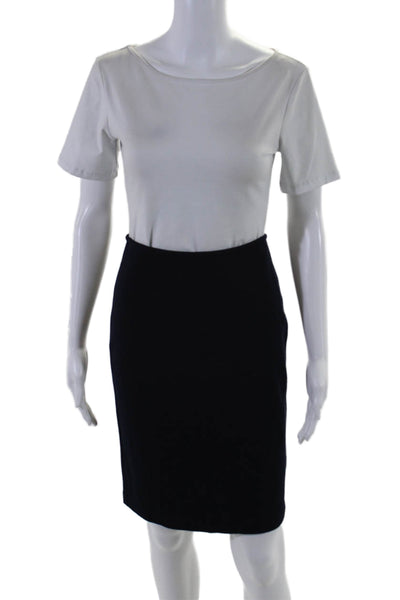 St. John Womens Wool Unlined Knee Length Pencil Skirt Navy Size 2