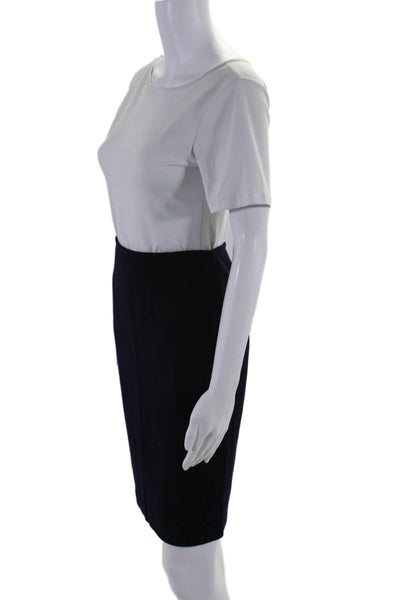 St. John Womens Wool Unlined Knee Length Pencil Skirt Navy Size 2