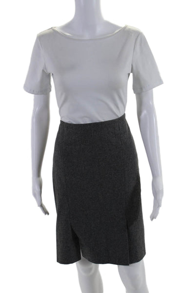 Gunex Womens Wool Knee Length Slit Pencil Skirt Gray Size 6