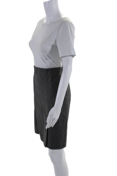 Gunex Womens Wool Knee Length Slit Pencil Skirt Gray Size 6