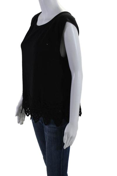 Bailey 44 Womens Black Crew Neck Lace Trim Sleeveless Blouse Top Size M