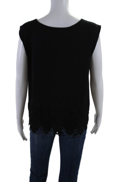 Bailey 44 Womens Black Crew Neck Lace Trim Sleeveless Blouse Top Size M