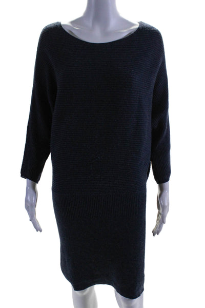 Joie Womens Stretch Knit Round Neck Batwing Wing Mini Dress Navy Size S