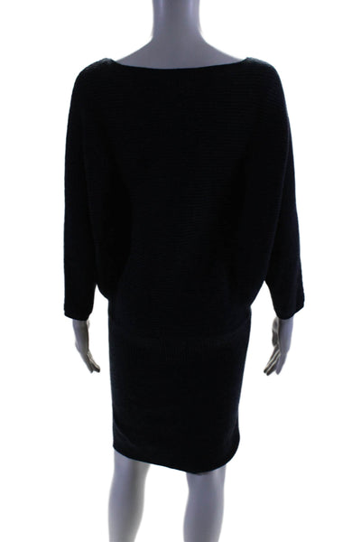 Joie Womens Stretch Knit Round Neck Batwing Wing Mini Dress Navy Size S