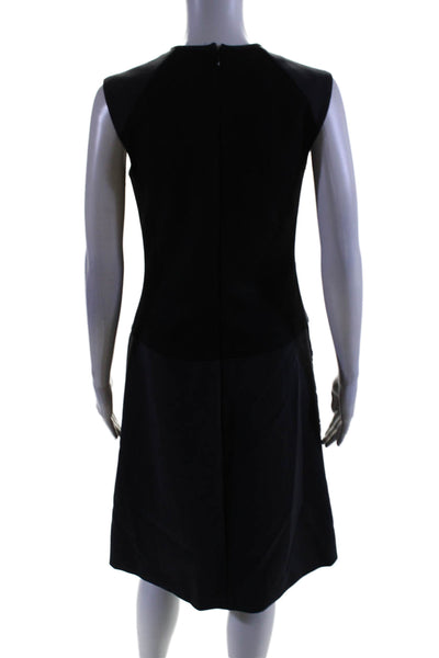 Derek Lam Womens Lace Panel Round Neck Sleeveless Zip Up Dress Blue Size 6