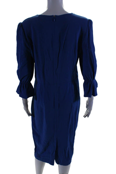 Goat Womens Round Neck Long Sleeve Zip Up Maxi Dress Blue Size 8