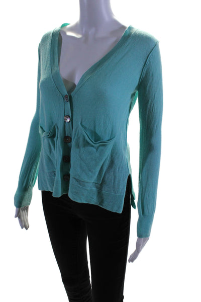 Calypso Saint Barth Womens Cashmere Button Up Cardigan Sweater Blue Size S