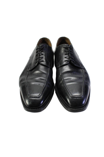 Santoni Men Black Leather Lace Up Dress Oxford Shoes Size 10.5D