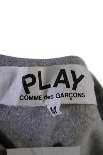 Play Comme Des Garcons Mens Cotton Short Sleeve Embroidered T shirt Gray Size M