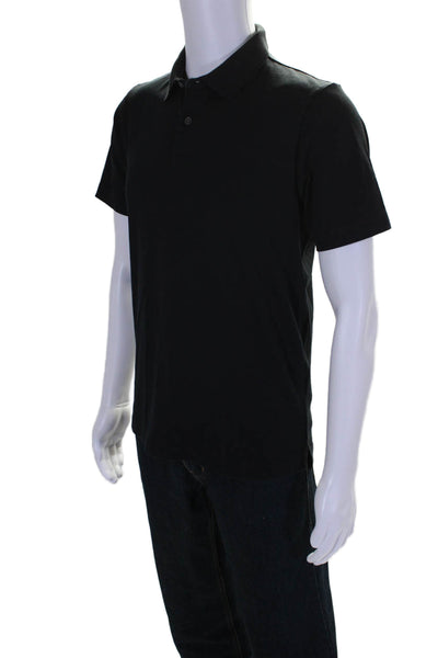 Theory Mens Cotton Short Sleeve Collared Button Up Polo Shirt Black Size S