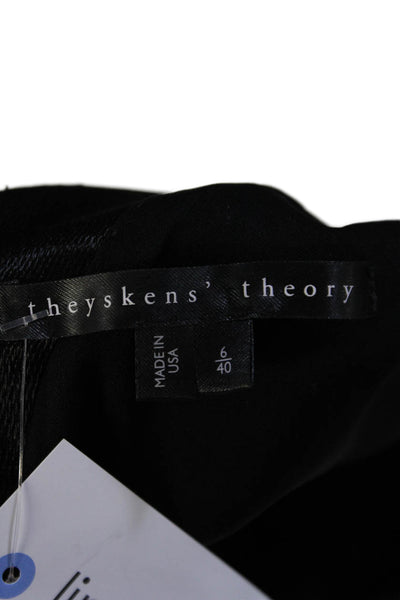 Theyskens Theory Cotton Womens Sleeveless V-neck Slit Zip Long Black Dress Size