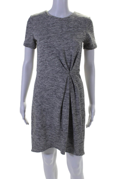 Tibi Womens Cotton Round Neck Short Sleeve Zip Sweater Dress Gray Size 6