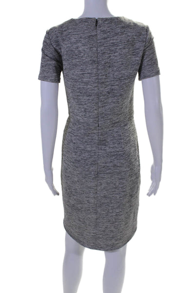 Tibi Womens Cotton Round Neck Short Sleeve Zip Sweater Dress Gray Size 6