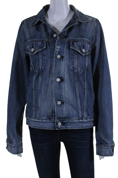 Moussy Vintage Womens Blue Medium Wash Long Sleeve Denim Jacket Size M