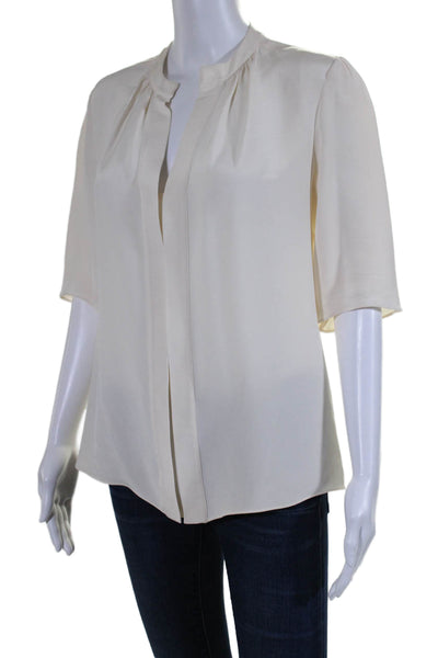 Derek Lam Womens Silk Short Sleeve V Neck Blouse White Size 6