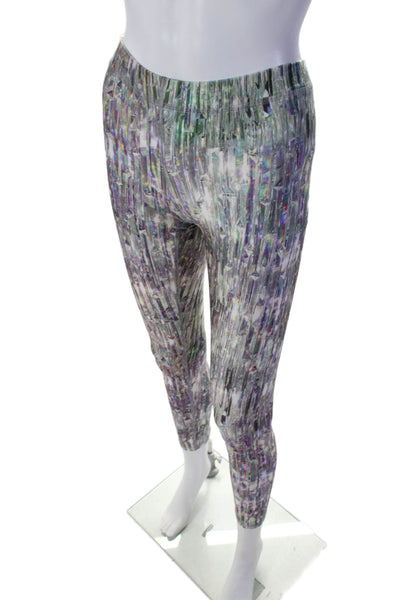 Terez Womens Spandex Textured Multicolored Elastic Waist Leggings Green Size XS
