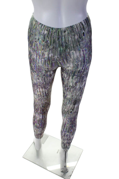 Terez Womens Spandex Textured Multicolored Elastic Waist Leggings Green Size XS