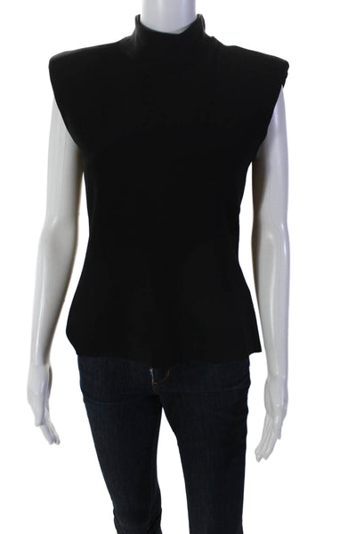 Amanda Uprichard Womens Sleeveless Lined V-neck Zip Sleek Top Black Size M