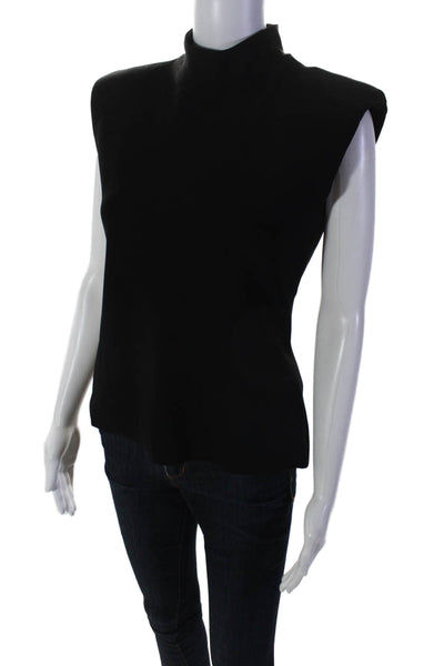 Amanda Uprichard Womens Sleeveless Lined V-neck Zip Sleek Top Black Size M