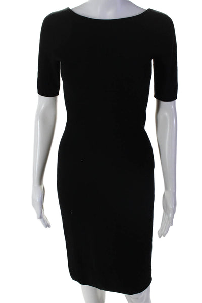 Theory Womens Short Sleeve Back Cutout Pencil Dress Black Size S