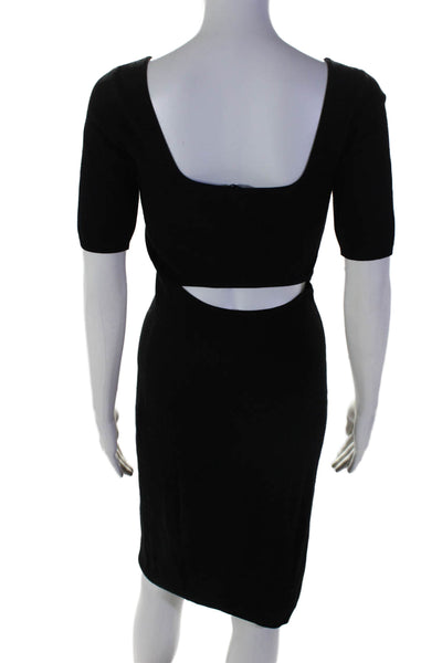 Theory Womens Short Sleeve Back Cutout Pencil Dress Black Size S