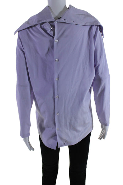 Lorena Antoniazzi Women's Collared Long Sleeves Button Down Shirt Purple Size 44