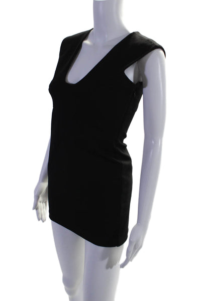 Kimberly Ovitz Womens Sleeveless V-neck Pleated Lined Pencil Dress Black Size S