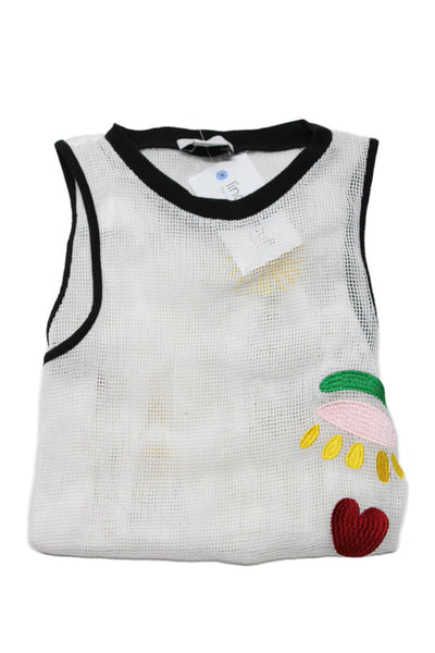 Stella McCartney Girls High Neck Sleeveless Sheer Tank Top White Size S