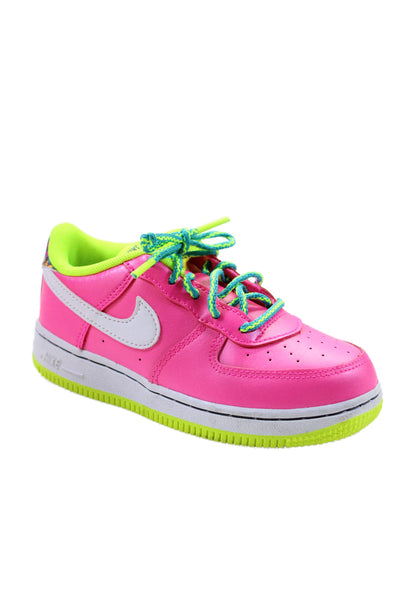 Nike Girls Leather Textured Lace Up Multicolored Casual Sneakers Pink Size 10