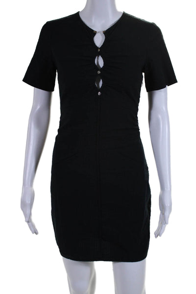 Ba&Sh Women's Round Neck Short Sleeves Cut-Out Mini Dress Black Size 0